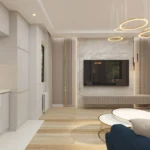 Render nowoczesnego salonu przygotowany do projektu wnętrza